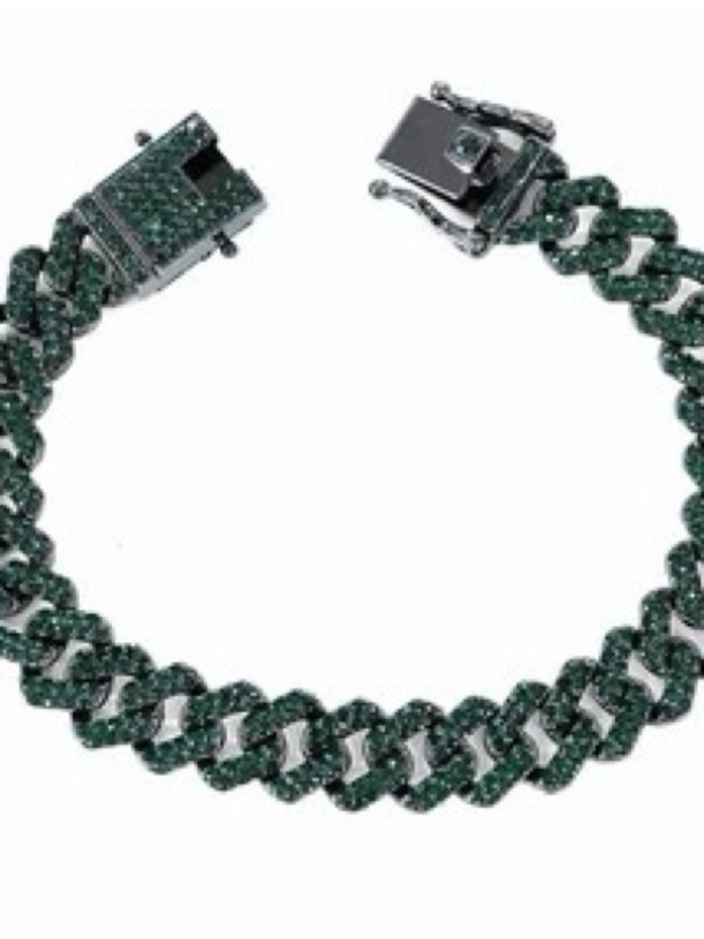 Invicta Green Pave Cuban Link Bracelet for Men